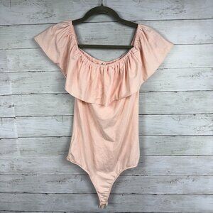 Intimately FP Light Pink Ruffle Off-Shoulder Bodysuit